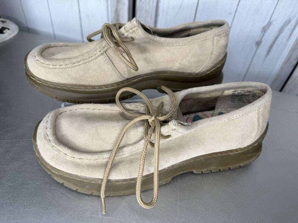 Airwalk Womens Tan Suede Leather Lace-Up Shoes Boho Hippie Granny Size 7
